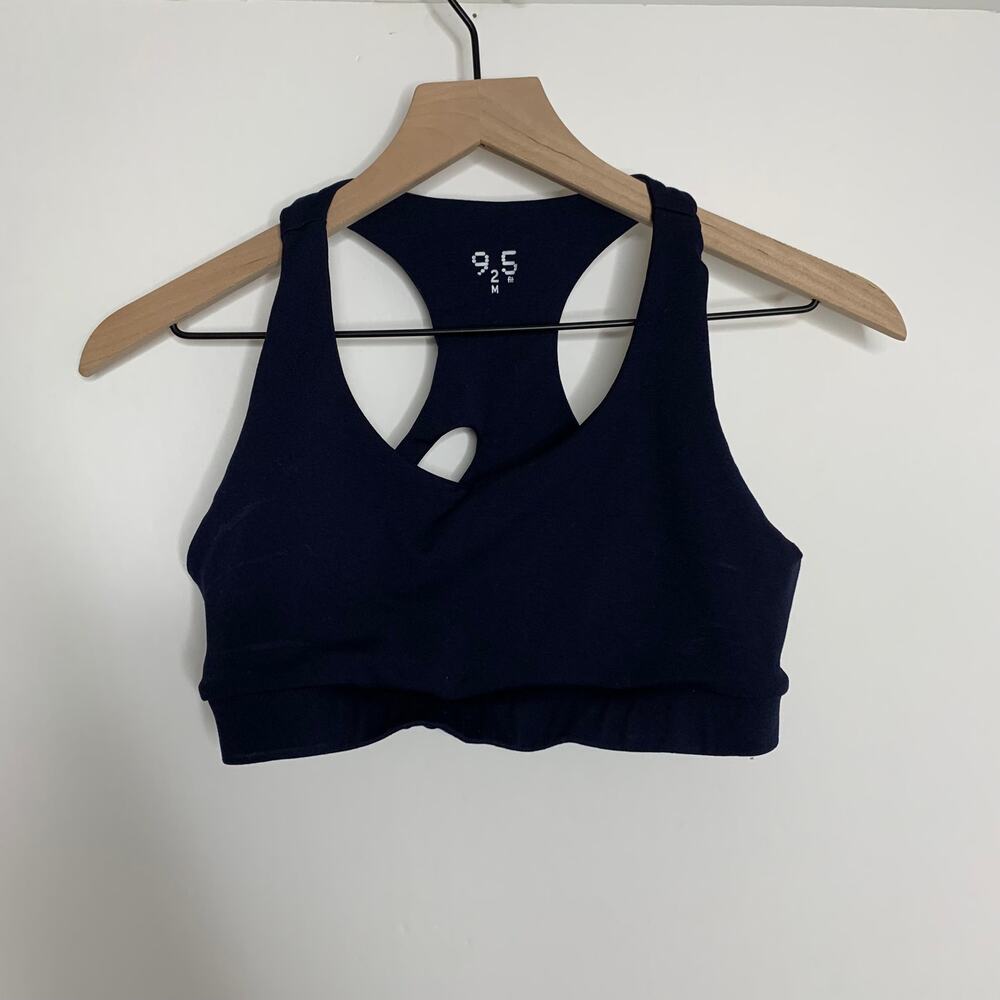 9two5fit Get in Line Navy Sports Bra Womens New Medium - Picture 3 of 10